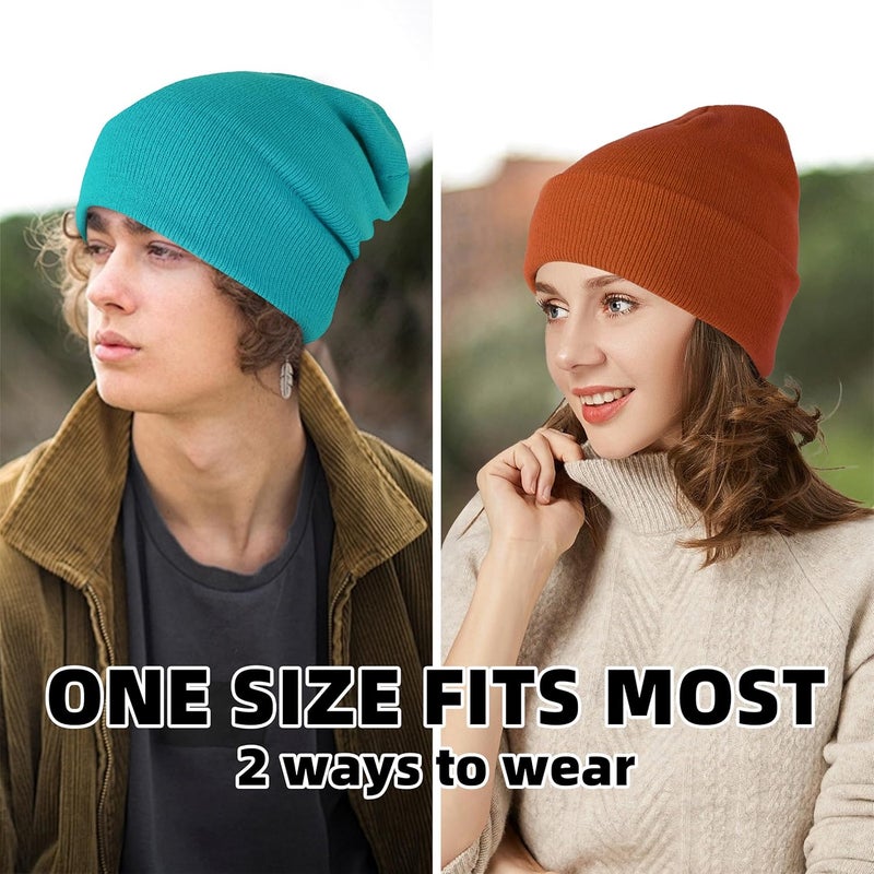 lucdnc Beanies for Men Women 2 Pack Fall Winter Men's Hats Unisex Warm Knit Skullies Beanies Soft Ski Caps - Image 3